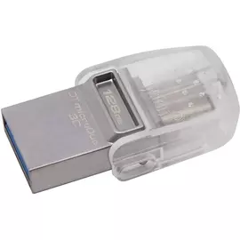 Флешка 128 Гб Kingston DataTraveler microDuo 3C (DTDUO3C/128GB) Micro USB, USB 3.0 Type A, серебристая