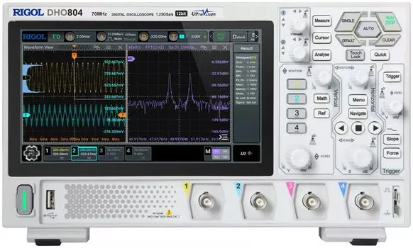 Осциллограф цифровой Rigol DHO804 4 канала, 70 МГц, 1,25 Гвыб/с, 12 бит