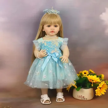 Милая 55 см кукла реборн Бетти красивая принцесса девушка живая Bebe кукла для новорожденных милые длинные прямые волосы куклы-эмуляции для детей детский праздничный подарок brown hair