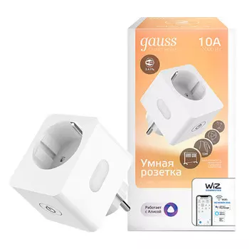 умная розетка GAUSS Smart Home 2300Вт 253В 10А IP20 c заземлением