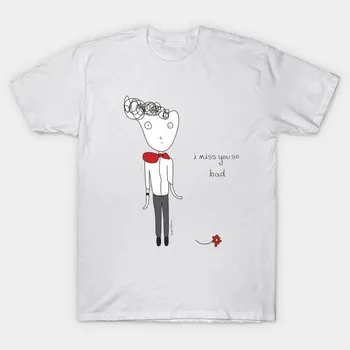 Футболка женская I Miss You So Bad Harajuku Print Kawaii футболка летняя женская футболка с коротким рукавом топ футболка S