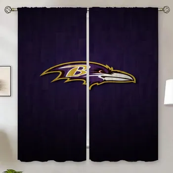 Sheer Curtains for Bedroom B-Bal-timore -Ravens Chiffon Curtain Tiebacks Customs Free Shipping Products Tulle for Living Room W50xH70cmx2pcs-CL