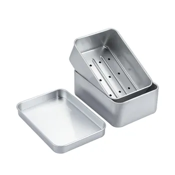 Квадратная алюминиевая мыльница, мыльница с крышкой, алюминиевый держатель для мыла, дорожный мыльный лоток, контейнер для дома B