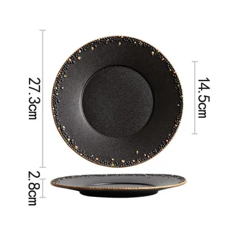 Creative Bead Dot Ceramic Shallow Plate Restaurant Steak Plate Dessert Plate Pasta Plates Molecular Cuisine Specialty Tableware
