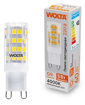 Лампа светодиодная WOLTA WSTD-JCD-5W4KG9-C 5Вт 4000K G9