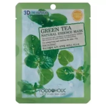 Food A Holic - Успокаивающая тканевая 3D маска с экстрактом зеленого чая Green Tea Natural Essence Mask, 23 г