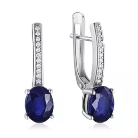 Серьги из серебра с корундом и фианитом E-DRGR00681-SP