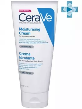 CeraVe Увлажняющий крем с церамидами для сухой и очень сухой кожи лица и тела, 177 мл (CeraVe, Увлажнение кожи)