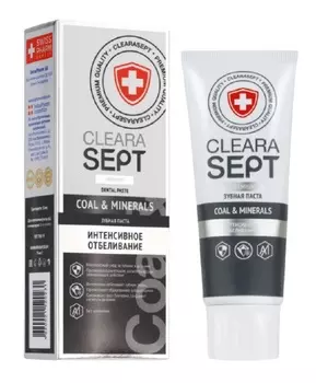 Clearasept Черная зубная паста Coal &amp; Minerals «Интенсивное отбеливание», 75 мл (Clearasept, Дентальная косметика)
