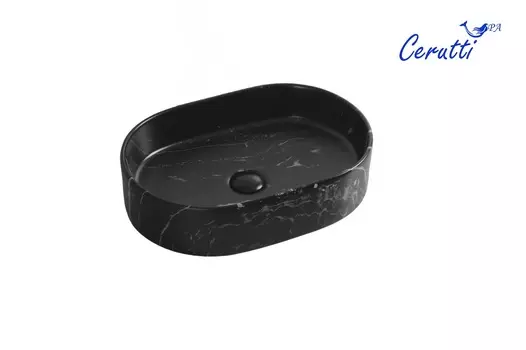Раковина Ceruttispa CR0055B MMB2 50х35 накладная, мрамор матовый черный