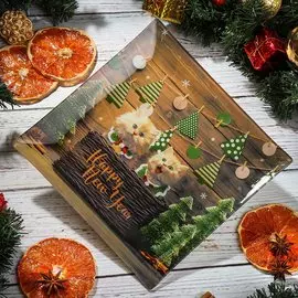 Тарелка обеденная, стекло, 23х23 см, квадратная, Котята, Daniks