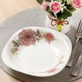 Тарелка суповая, стеклокерамика, 23 см, 0.675 л, квадратная, Пион, Daniks, FFSP-90/K1306-2