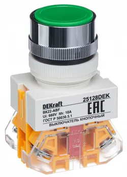 Выключатель кнопочный DEKraft 25128DEK с фиксацией ABF D22 зел. 220В ВK-22