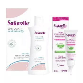 1X Крем-эмолент для интимной зоны увлажняющий Saforelle/Сафорель фл. 40мл + 1X Гель для интимной гигиены экстра свежесть Saforelle/Сафорель фл. 250мл