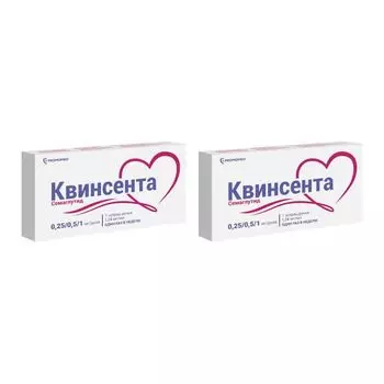 2Х Квинсента раствор для п/к введ. шприц-ручка 0,25/0,5/1мг/доза 3мл 1шт+Иглы 9шт