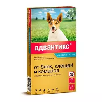 Адвантикс 100 капли на холку для собак 4-10кг 1,0млх4шт