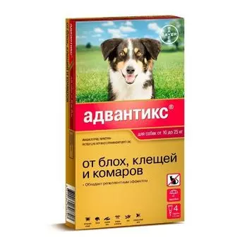 Адвантикс 250 капли на холку для собак 10-25кг 2,5млх4шт