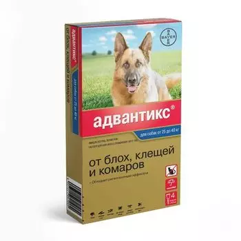 Адвантикс капли на холку для собак весом от 25 до 40кг 4мл 4шт