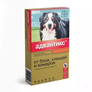 Адвантикс капли на холку для собак весом от 40 до 60кг 6мл 4шт