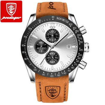 POEDAGAR P988 Новые роскошные мужские часы с коробкой, многофункциональные водонепроницаемые светящиеся мужские кварцевые часы
