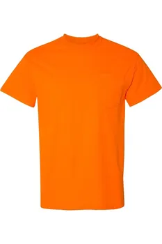 Футболка Gildan DryBlend с карманом, цвет safety orange