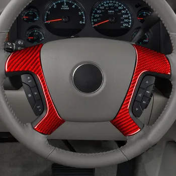Для Chevrolet Silverado Sierra 2007-2013 красный, черный цвет углеродного волокна, автомобильный руль, кнопка, крышка, накладка, наклейка чёрный