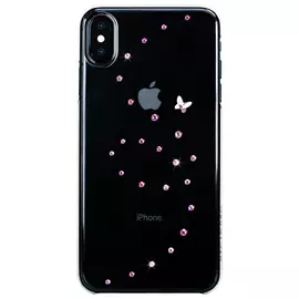 Чехол BMT Papillon Rose Sparkles полиуретан, прозрачный, для iPhone XS Max