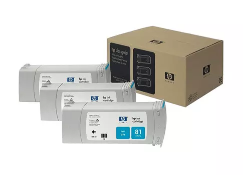 Набор картриджей HP DesignJet 81 indoor Dye Cyan 3x680 мл (C5067A)