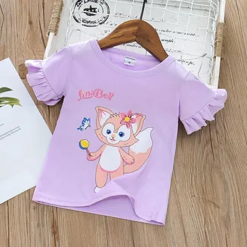 Летняя хлопковая футболка с короткими рукавами для девочек XL(110cm)