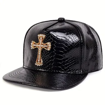 Унисекс Cross Label Python Patterned Leather Hip Hop Hats Весна Осень Открытый Регулируемые Повседневные Бейсболки Солнцезащитная Кепка