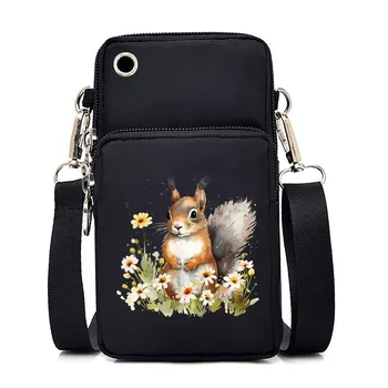 Мини-сумка для мобильного телефона, женская сумка-мессенджер Squirrel Daisy, подвесная шейная портмоне, вертикальная сумка, модная сумка-чехол Squirrel Crossbody