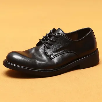 [Доставка в течение 7 дней] Мужские кожаные туфли Goodyear Washed, британские ретро-деловые повседневные кожаные подошвы, большие мужские туфли 38 коричневый