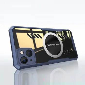 Теплоотводящий охлаждающий чехол для телефона iPhone 16 Pro Max Magsafing Magnetic Back Clip Acrylic Cover для Apple 14 13 12 11 Pro Max HD Transparent Case For iPhone 16 Pro Max чёрный