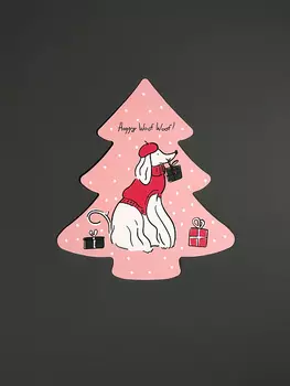 Открытка "Ёлочка. Собачка в берете"