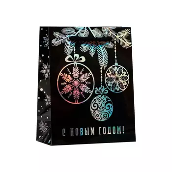 Пакет голографический вертикальный "С Нового годом", S 12 ? 15 ? 5.5 см