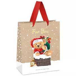 Пакет подарочный MESHU "Santa Bear" 18*23*10 см