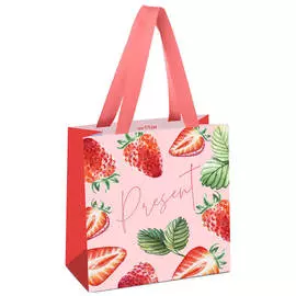 Пакет подарочный MESHU "Strawberry" 20*20*10 см