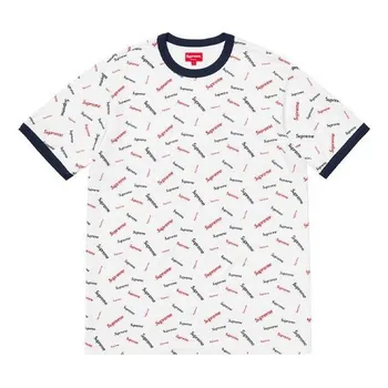 Футболка fw18 scatter ringer white logo tee Supreme, белый