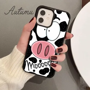 Чехол для телефона с цветочным принтом коровы для iPhone 11 12 13 14 Pro Max mini X XR XS SE 2020 5 6S 7 8 Plus Samsung Galaxy S21 S22 Cover shell iPhone 6plus