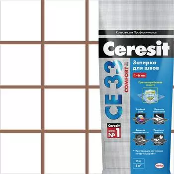 Затирка для узких швов Ceresit CE 33 «Comfort», ширина шва 2-6 мм, 2 кг, сталь, цвет какао
