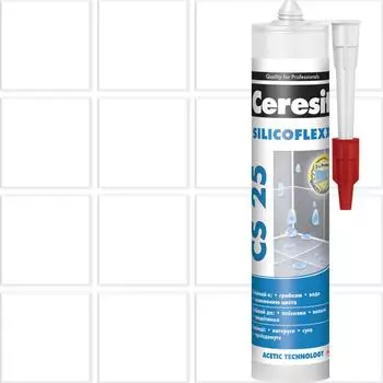 Затирка силиконовая Ceresit CS 25, 280 мл, цвет белый