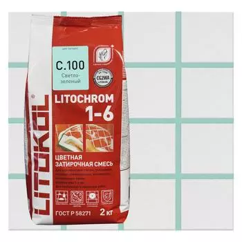 Затирка цементная Litokol Litochrom водостойкая цвет светло-зелёный 2 кг