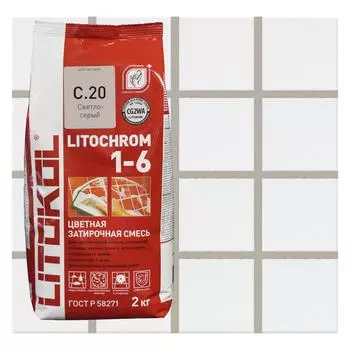 Затирка цементная Litokol Litochrom водостойкая цвет светло-серый 2 кг