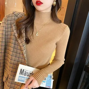 Осенне-зимний пуловер, полуводолазка, вязаный свитер, женский винтажный топ с длинными рукавами, женские топы, джемпер Pull 22848 One Size орион