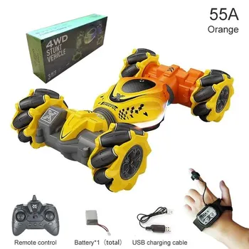 Новый 4WD RC Автомобиль Игрушка 2.4G Радио Дистанционное Управление Автомобили RC Часы Датчик Жестов Вращение Твист Трюк Дрифт Автомобиль Игрушка для Детей Подарок handle rc оранжевый