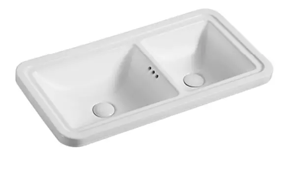 Раковина двойная встраиваемая Ceruttispa Double DORRIS 69 см CT9280 белая