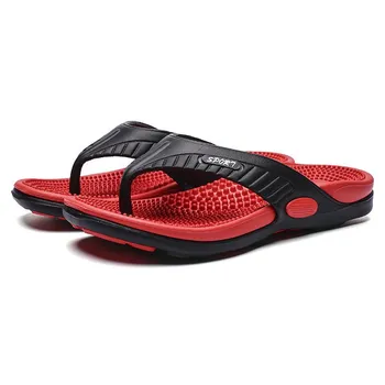 Summer Men s Casual Flip Flops Fashionable Outdoor Men s Beach Slippers 40 красный