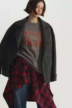 Футболка vintage vibe с принтом Rock&Roll графитового цвета
