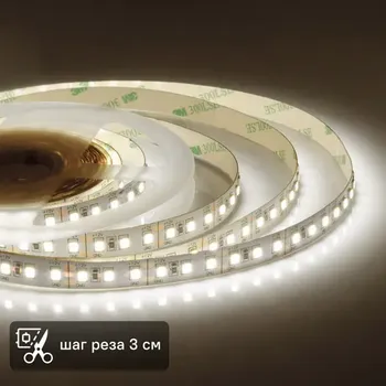 Светодиодная лента на потолок SMD 2835 120 диод/1400 Лм/14.4 Вт/м 12 В IP20 5 м тёплый белый свет