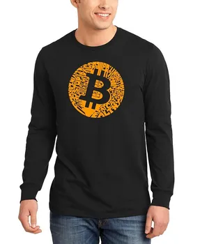 Мужская футболка с длинным рукавом Bitcoin Word Art LA Pop Art, черный